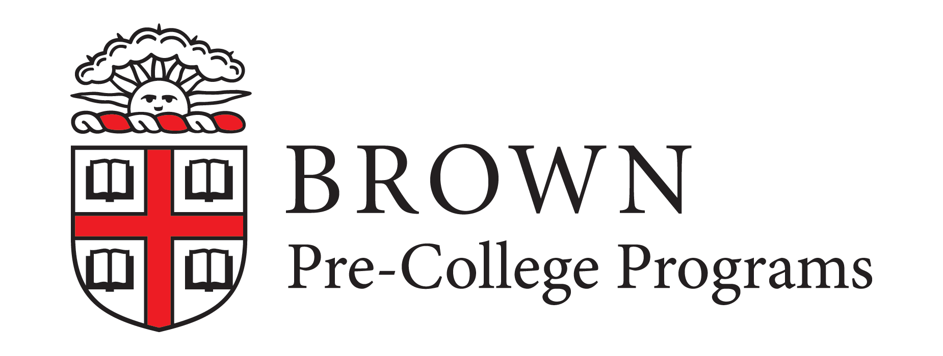 The Brown University crest with Brown Pre-College Programs text in black font beside it.